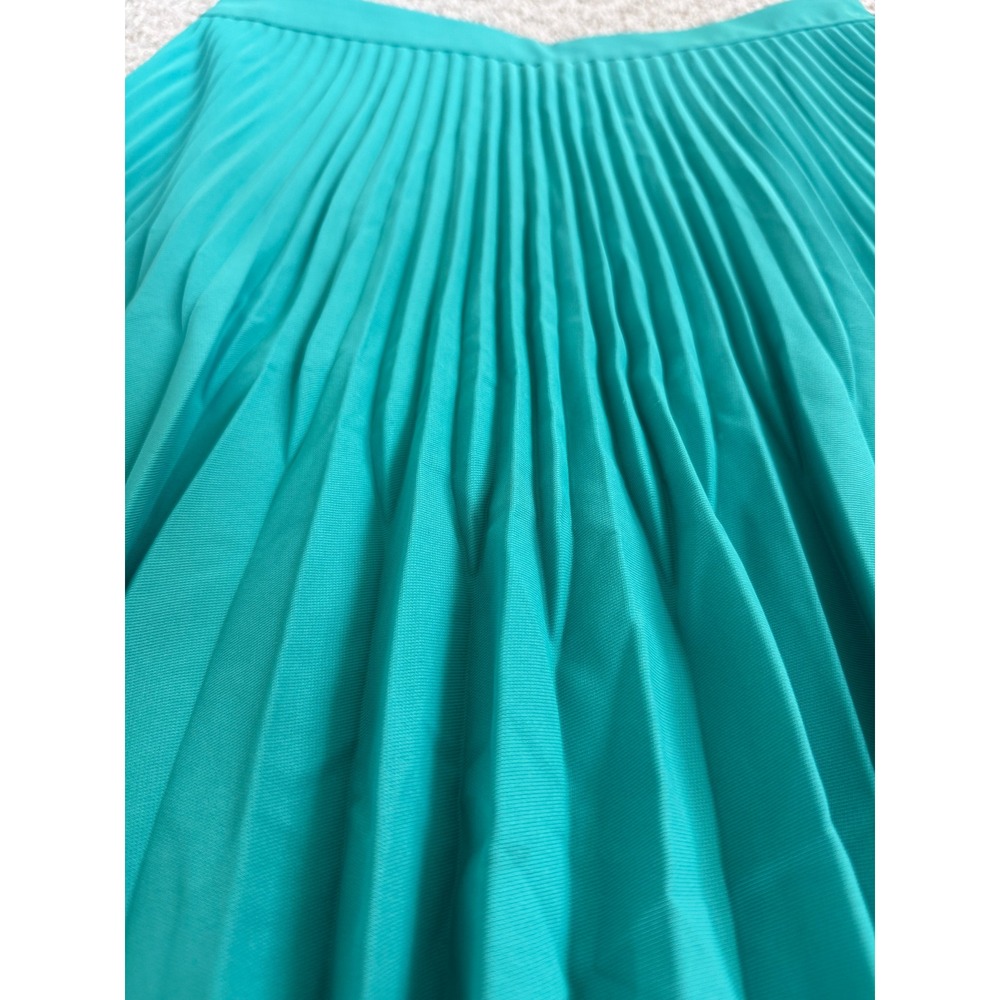 REISS Isidora Skirt Womens 6 Teal Green Accordion Pleated Satin Midi - Picture 3 of 9